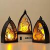 LED Flameless Halloween Decorative Lanterns - AIMOONSA - Set of 3 - Pumpkin Skeleton Castle Patterns
