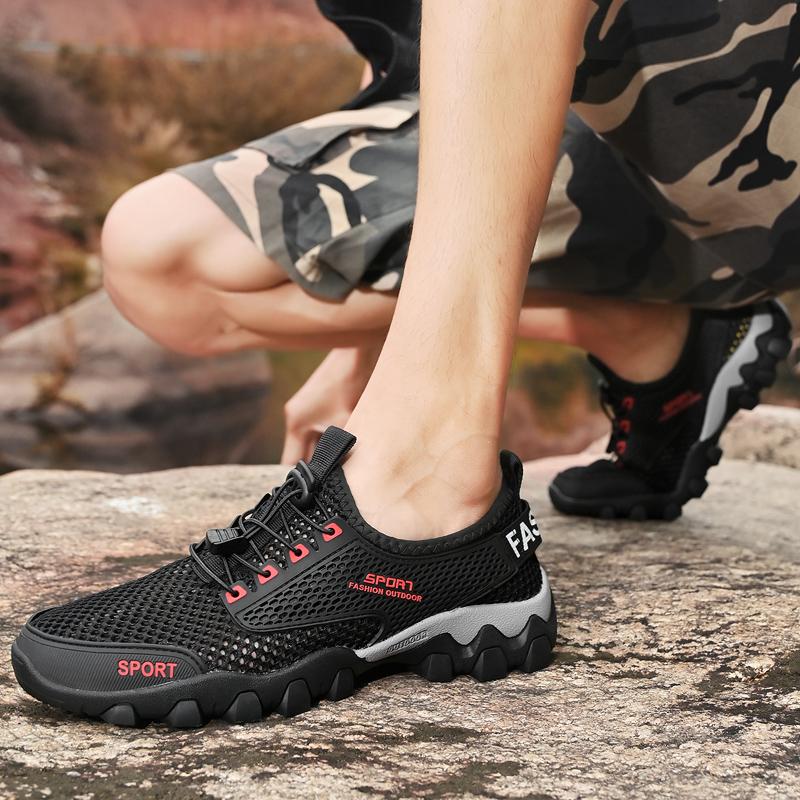 Men Large Size Hollow Mesh Casual Shoes Breathable Walking Summer Sneakers Outdoor Travel Daily Comfort Footwear Lightweight