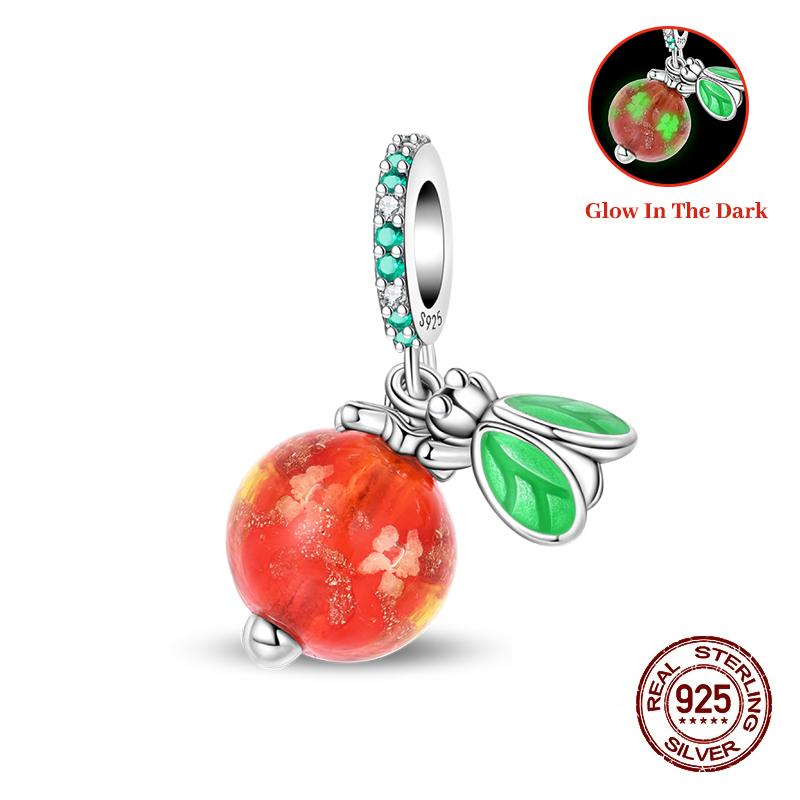 Authentic Copper Glowing Planet Zircon Floral Fairy Four Leaf Shamrock Charms Bead Fit Authentic Bracelets Diy Jewelry Gift