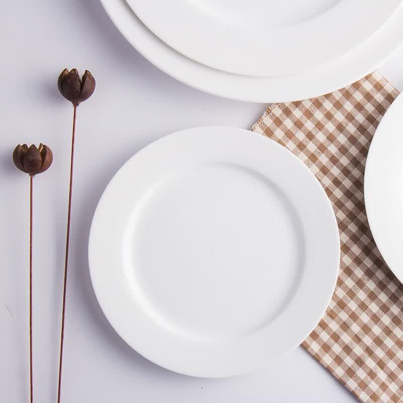 L.C.Maird Pure White Bone China Flat Plates