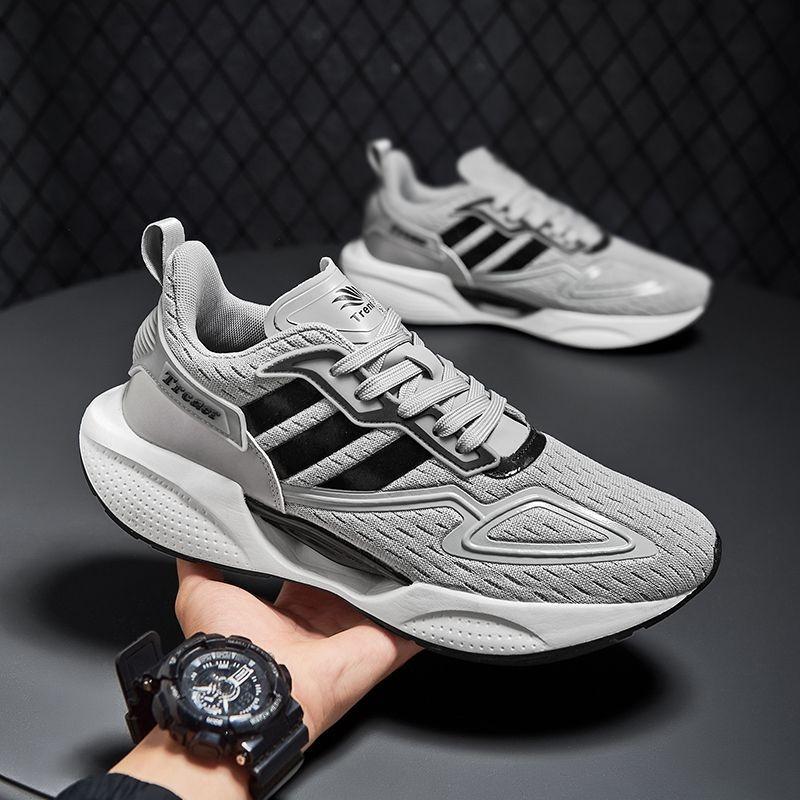 Sneakers Men's Lace-Up Running Shoes Spring and Autumn Soft Sole Fashion Breathable Mesh Large Size Men's Shoes