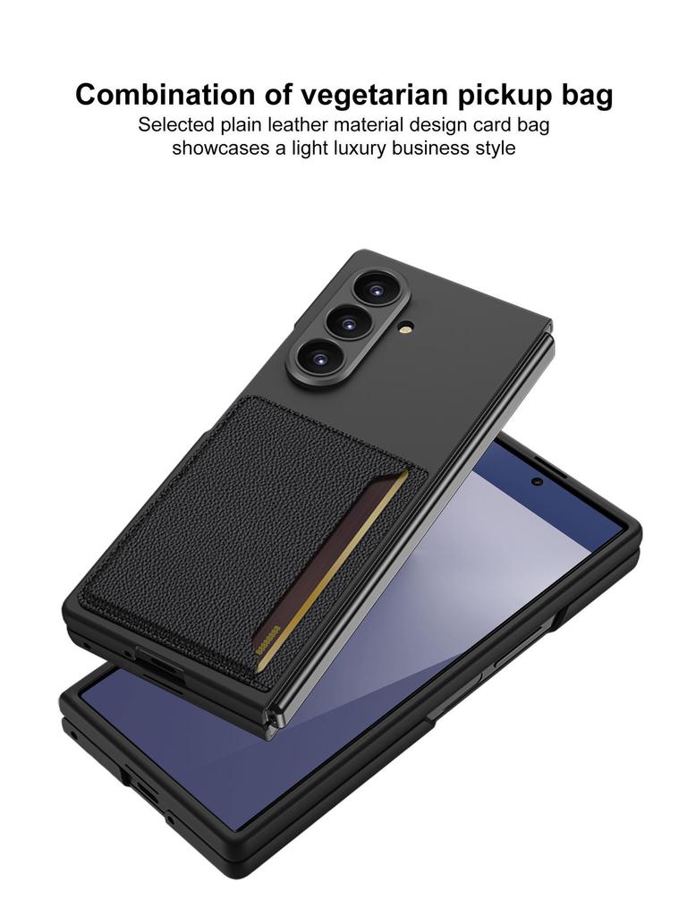 Samsung zFold7 Ultra-Thin Business Style Phone Case with Card Holder and Anti-Drop Protection