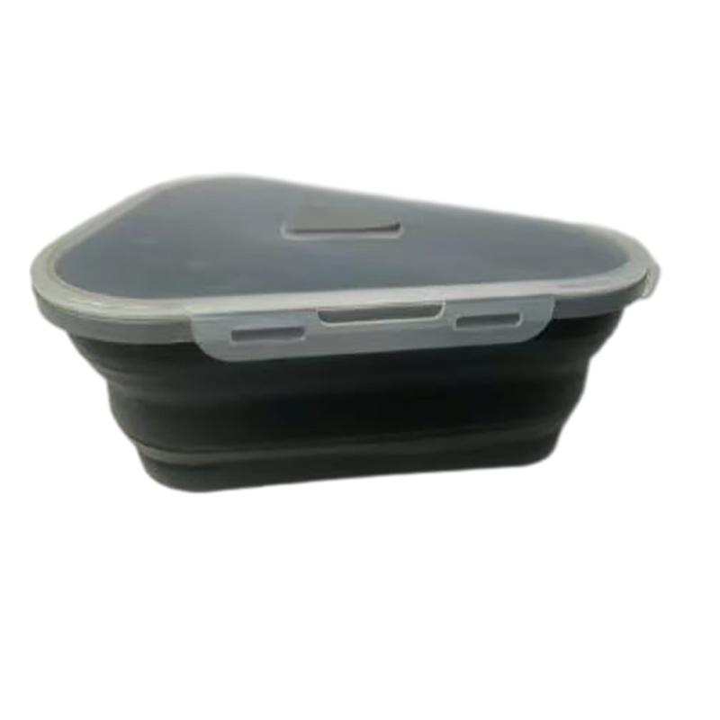 Pizza Pack Reusable Container Box Foldable Triangular Food Storage Case Orange