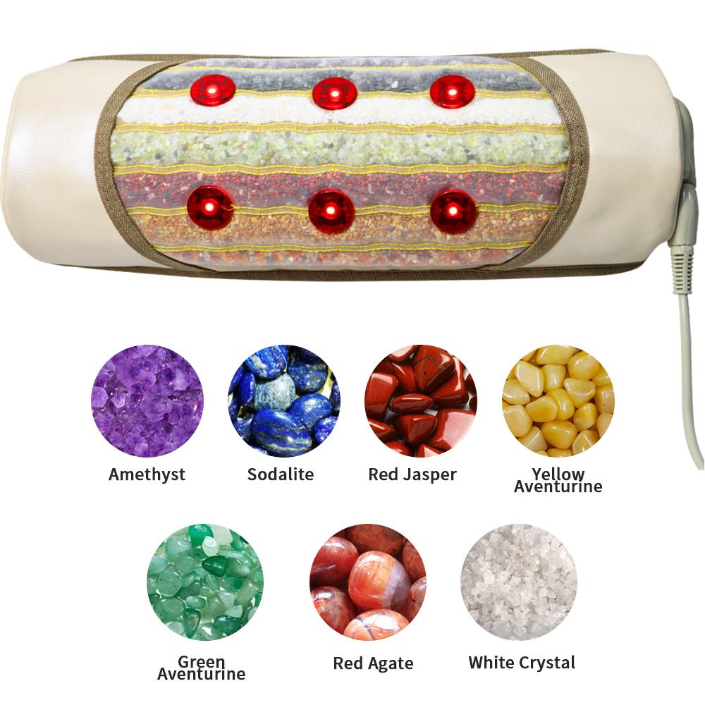 Far Infrared Heated Bolster Pillow Photon Light Therapy Massage Pillow With 7 Natural Jade Stone For Improve Blood Circulation