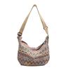 Womens Street Style Canvas Shoulder Bag With Zipper Closure And Mobile Pocket