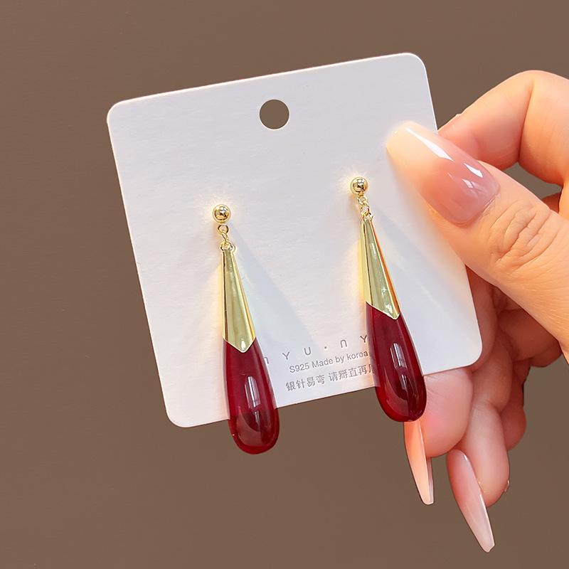 Ancient Red Beaded Cloud Teardrop Earrings - Chinese Hanfu Cheongsam Pearl Accessories