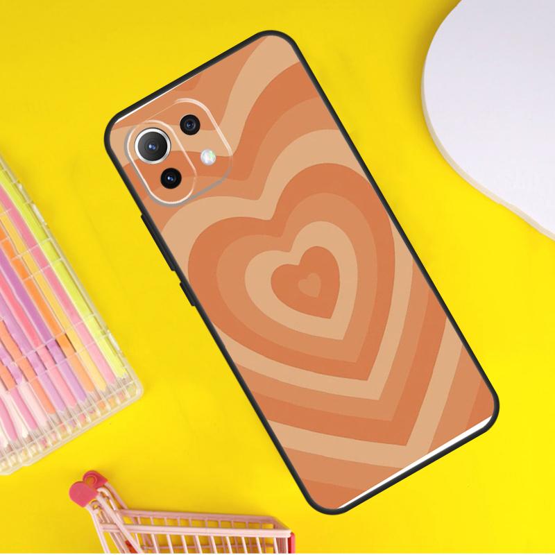 Latte Pink Brown Heart Aesthetic Cover For Xiaomi 13 14 Ultra 11T 12T 13T 14T Pro POCO X7 Pro X3 X5 F3 F5 F6 M6 X6 Pro Case