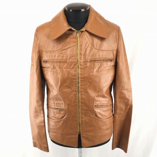 

RRR Genuine Leather Riders Jacket Chest Pockets Full Zip Brown S(USED)