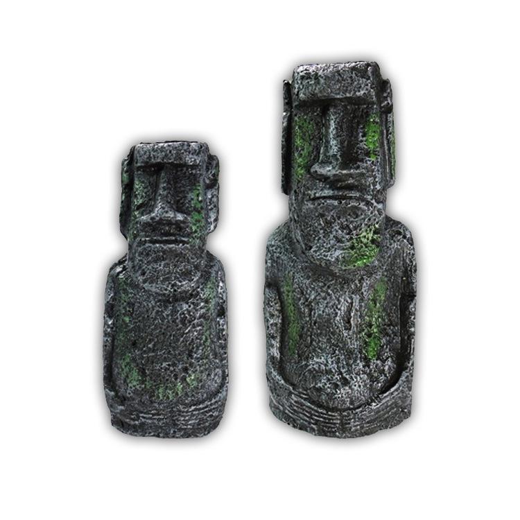 Resin Easter Island Statue & Roman Portrait - Aquarium & Reptile Decor