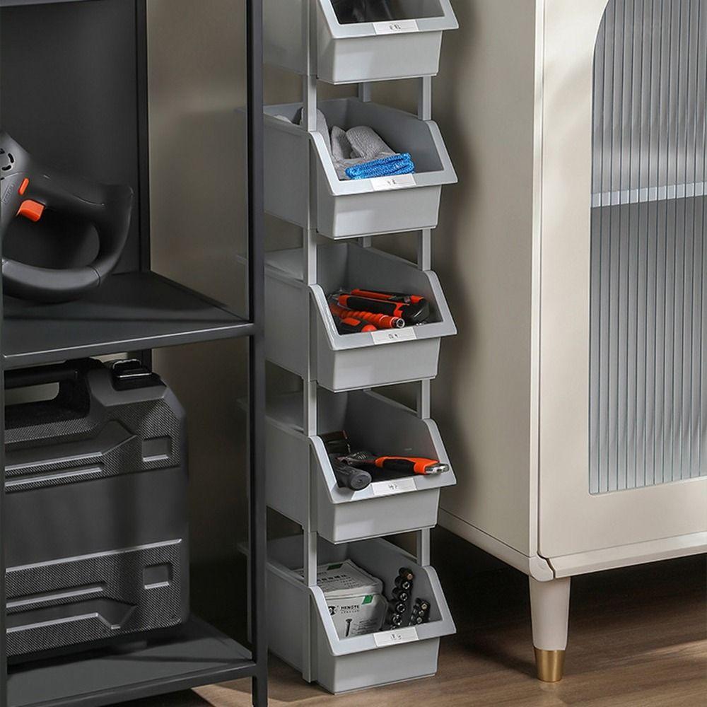 White/Grey Stackable Desk Organizer Plastic Desktop Storage Box Grooved Storage Boxes  Jewelry