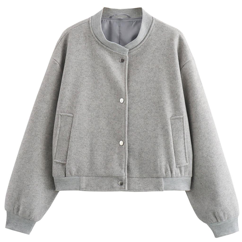 Ladies' Solid Color Fashionable Pocket Long Sleeved Zipper Casual Top  Jacket Jacket