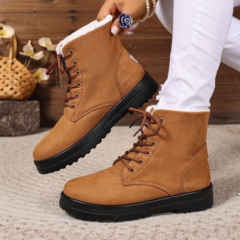 Winter Women's Boots Fashion High Top Cotton Shoes Plush Warm Snow Boots Lace Up Women Ankle Boots Non Slip Platform Boot Botas