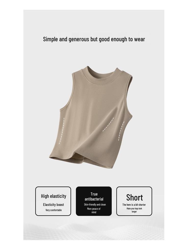 Women's Spring/Summer 2025 Slim Fit Sleeveless Crop Top - Spicy Girl Style Round Neck Camisole