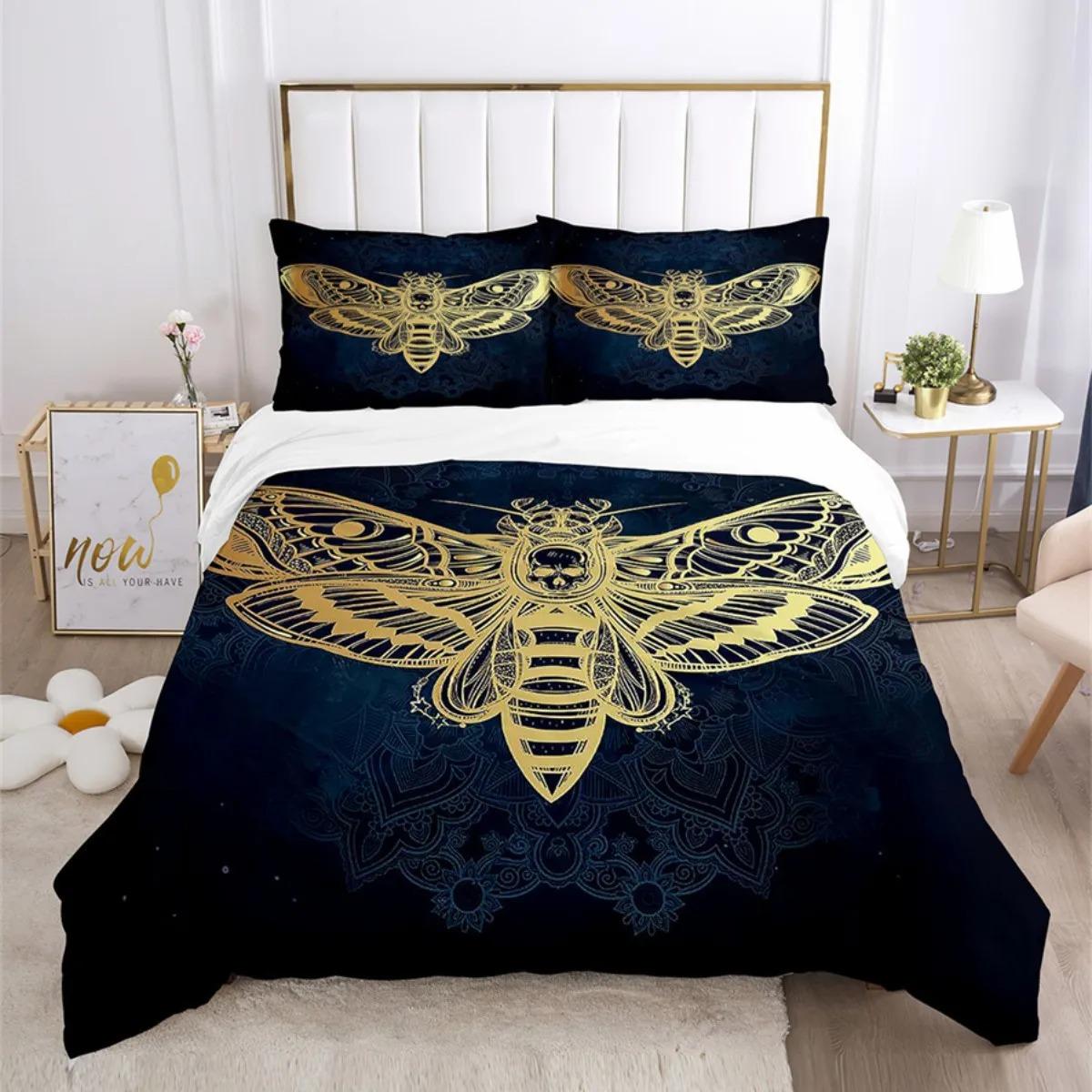 

Death Moth Bedding Set Black Moth Comfortable Duvet Quilt Cover Pillowcase Bedding Set Children Bedroom Decoration Home Textile 70x133cm 2pcs
