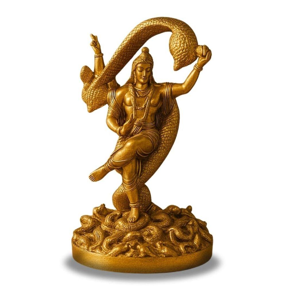 'Shivji Vasuke' Gold Antique Resin Figurine Idol Statue Shiva Murti with Vasuke Showpiece for Mandir Home Decor, Height 6 Inches, Religious