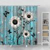 Flower Shower Curtain Set Orchid Teal Rose Plant Floral Leaves Print Bathroom Decor Fabric Bath Curtain Bathtub Accessories Hook