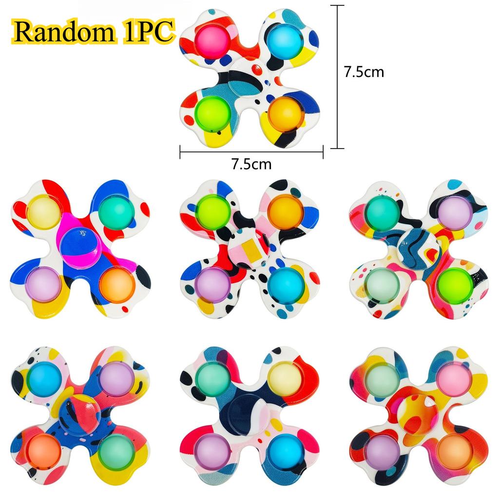 Funny Tie Dye Simple Fidget Spinner Finger Push Bubble Rotating Fidget Spinner For ADHD Anxiety Stress Relief Sensory Toys Kids