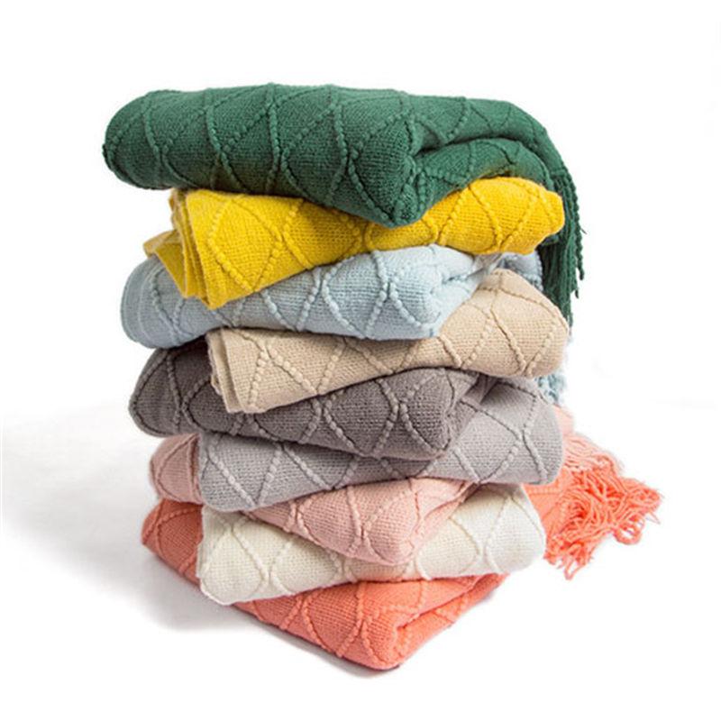 Одеяло Твердое одеяло Офисная шаль с кисточками Одеяло для кондиционера Диван Чехол Бегун — фото 3