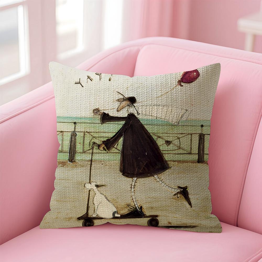 Чехол для подушки Sam Toft Art Натуральный льняной наволочка Двусторонний принт Декоративная наволочка для дивана Домашний декор Подарок Peach skin 18*18(CM)-1Pcs
