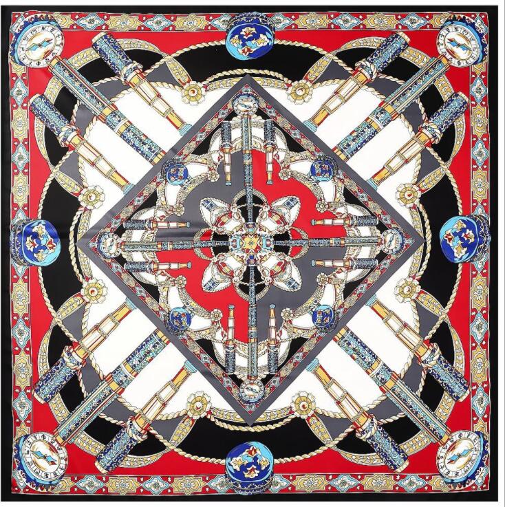 New Luxury Brand Silk Scarf Women Print Square Shawl Hijab Scarfs Female Fashion Shawls Scarves For Ladies 130*130cm