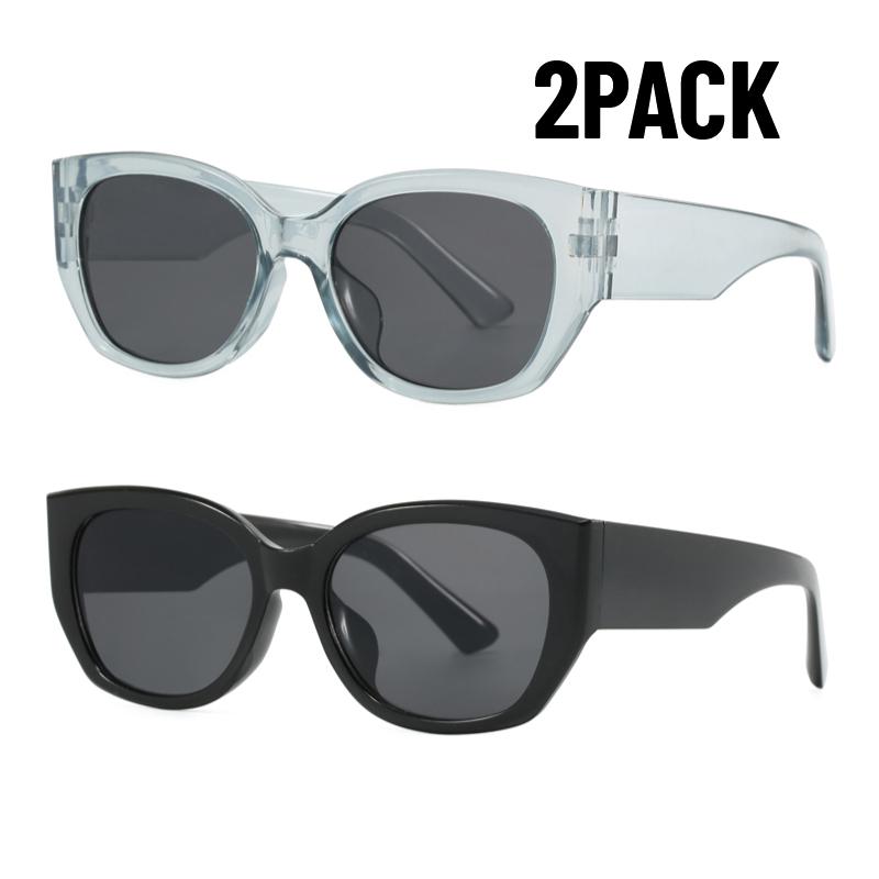 2PACK Fashion Rectangle Gradient Sunglasses Stylish Polygon Shades Big Frame UV400 Sun Glasses for Women