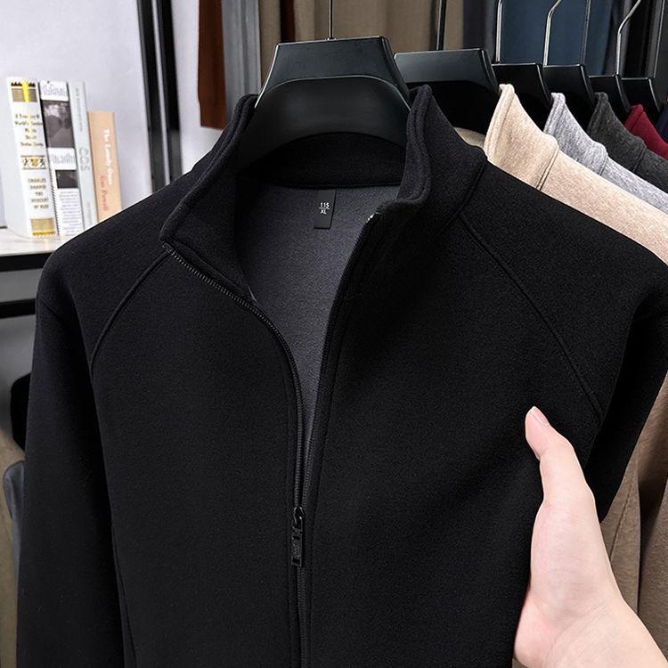 Men s Casual Stand Collar Fleece-Lined Zipper Hoodie - Autumn/Winter Collection 3XL