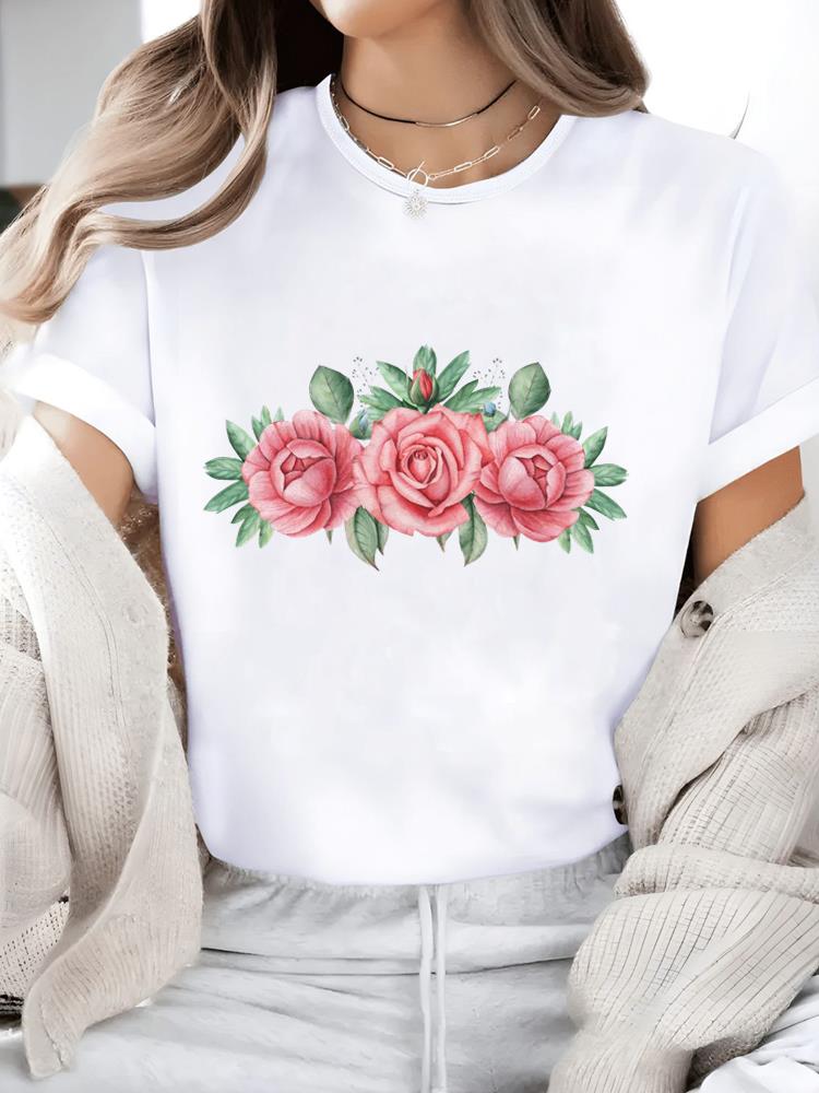 (Asian Size) Casual Women's Top T T-shirts Fashion O-neck Female Clothing sweet style cute Print Short Sleeve Graphic Tee