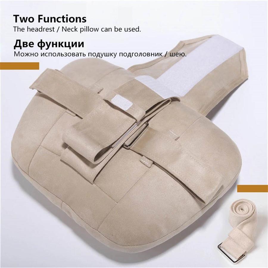 Car Truck Headrest Pillow Travel Headrest Beige Suede Fabric Soft Universal