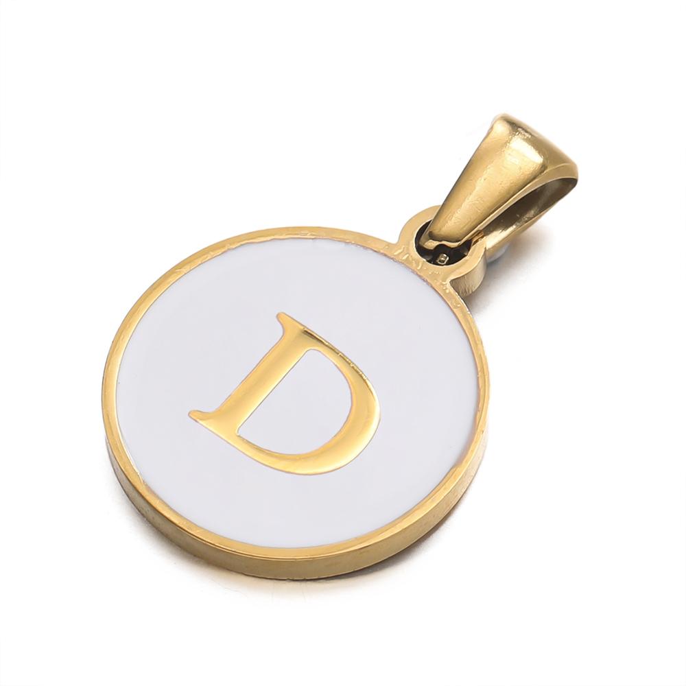 1pcs/pack Stainless Steel 26 Alphabet A-Z Letters Round White Pendants For DIY Bracelet Necklace Jewelry Making Accessories