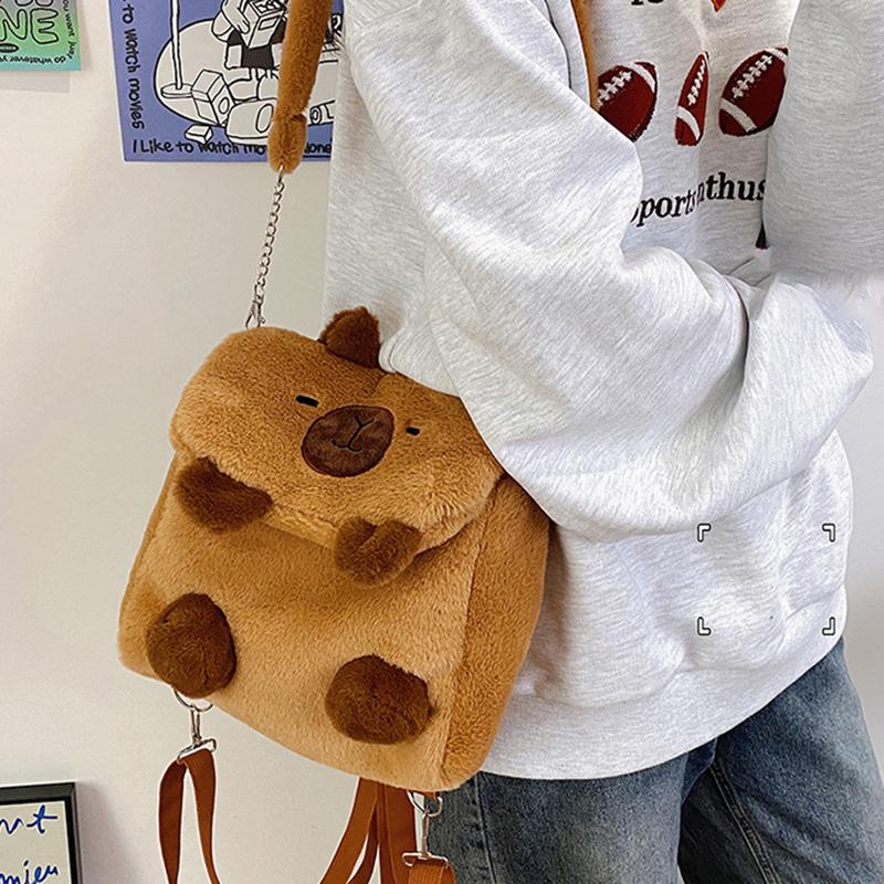 Uroczy kreskówkowy plecak pluszowy kapibara o dużej pojemności tornister studencki damski torba kawaii torba crossbody torba na ramię torebka