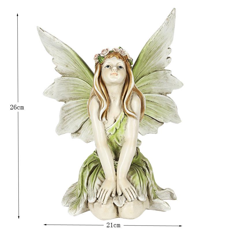 Gartenmädchen Blumenfee Harzstatue: Europäisches Kreatives Ornament für Haus-, Hof- oder Villendekoration.