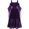 Abito Medievale Gotico Vintage da Donna con Spalle Scoperte e Allacciatura Costumi Cosplay di Halloween Festa di Carnevale Spalline a Bretella