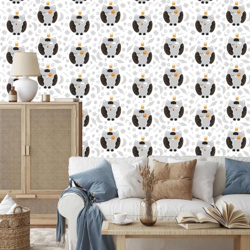 Owls in Crowns Wallpaper for Living Room and Bedroom 50x1000