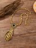 Gothic Skull Hand Pendant Necklace With Geometric Zinc Alloy Chains For Men And Women Halloween Accessory