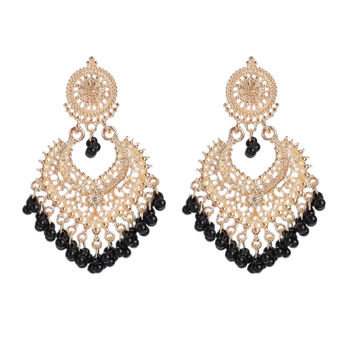 

Винтажные висячие серьги в форме сердца в стиле бохо для женщин, этнические индийские цветы с кисточками, свадебные украшения, аксессуары