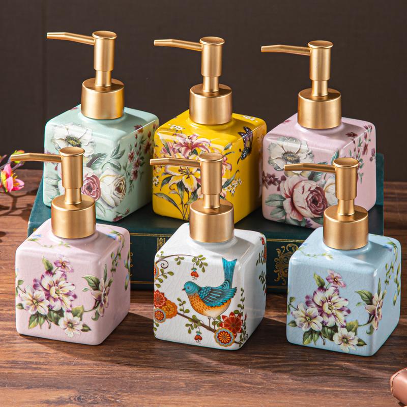 American ceramic hand sanitizer bottle bathroom homestay hotel shower gel empty bottle separate bottle press  dispenser