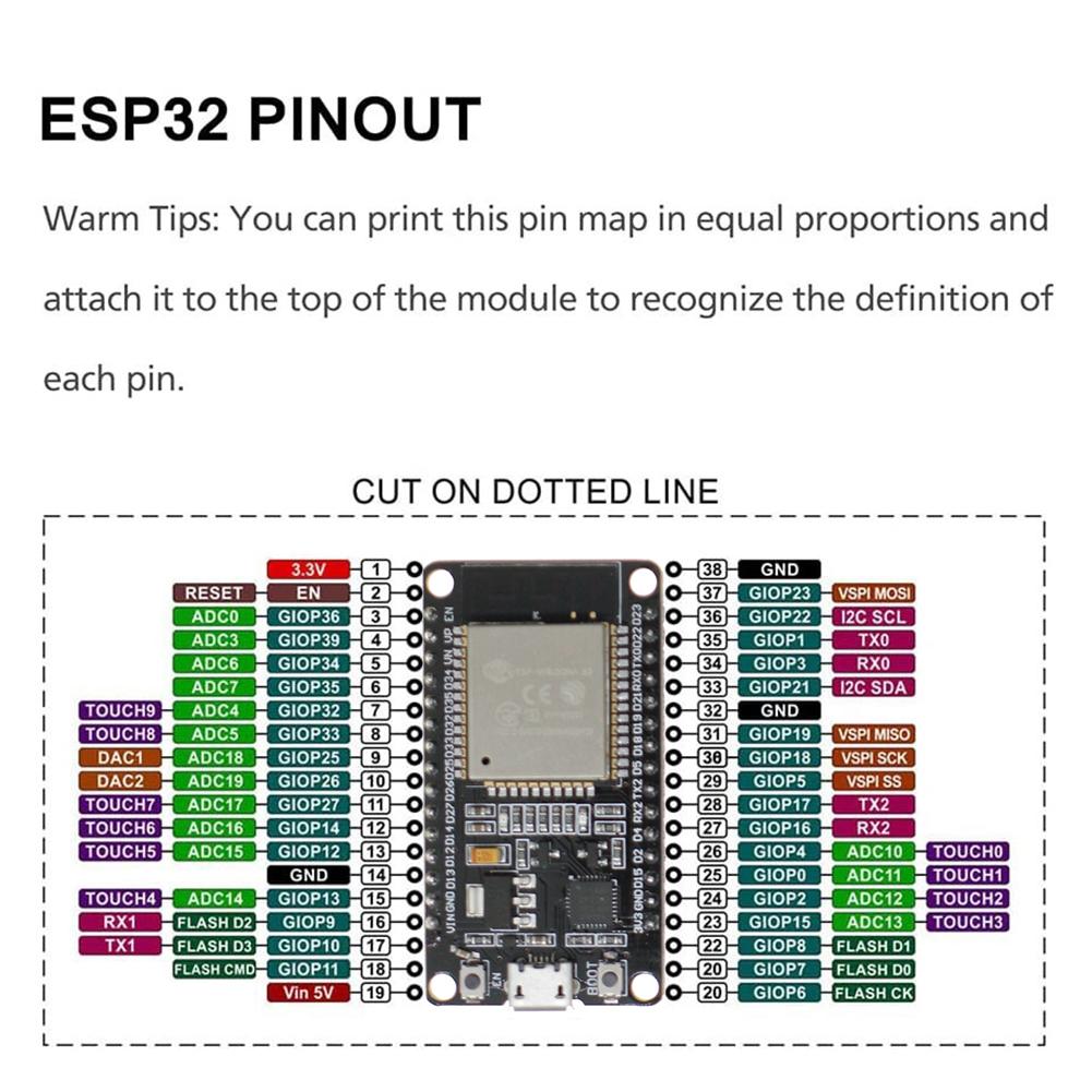 ESP32 Expansion Board MICRO USB Interface NodeMCU-32S Lua 38Pin Module Dual Core CPU Bluetooth-compatible GPIO Expansion Board