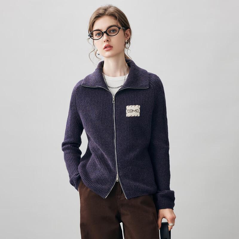 Komengboka Women's Thick Cashmere Zipper Cardigan