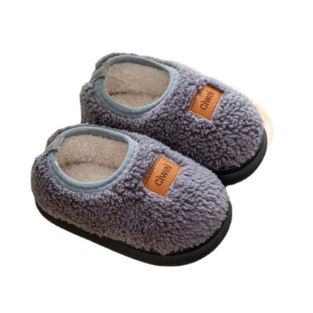 Children's Cotton Slippers, Winter Hairy Shoes, 1-6 Year Old Female Baby Bags, Heels, Indoor Home Cotton Shoes, Warm Slippers