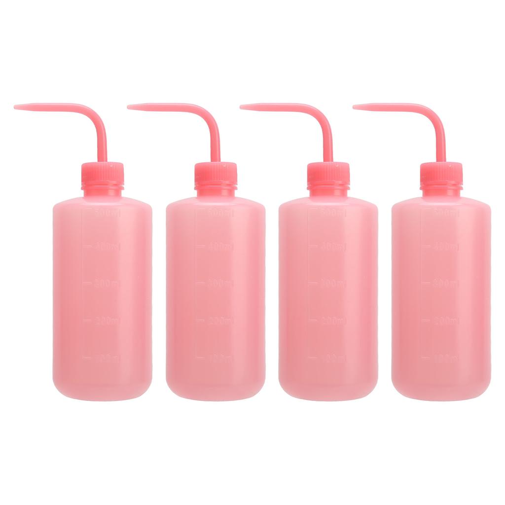 4 Stück Tattoo-Wäsche-Quetschflasche, gebogener Auslauf, Tattoo-Gießkanne mit Skala, 500 ml