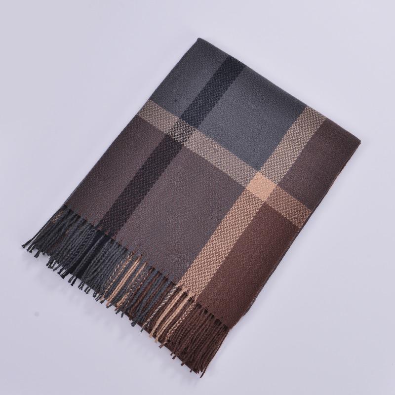 Autumn and Winter Fringed Double-sided Scarf Classic Fashion Color Plaid Warm Scarf Autumn and Winter Cashmere Scarf