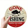 Vintage Tin Sign Go Fishing See You Later Retro Wall Art 8x8 Inch Rustic Metal Decor for Man Cave Garage Bar Home