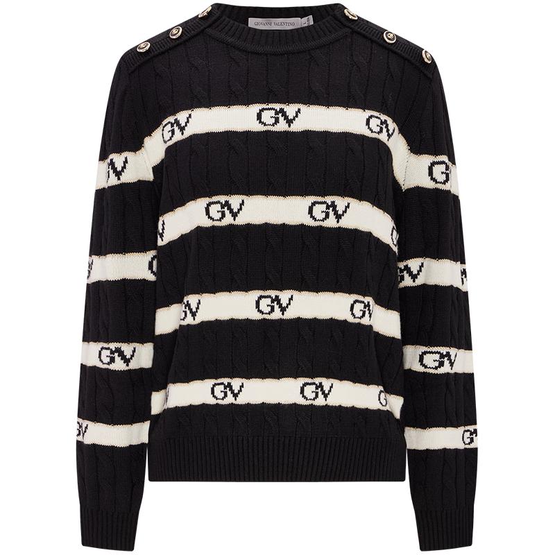 GIOVANNI VALENTINO Women's Striped Round Neck Knit Sweater
