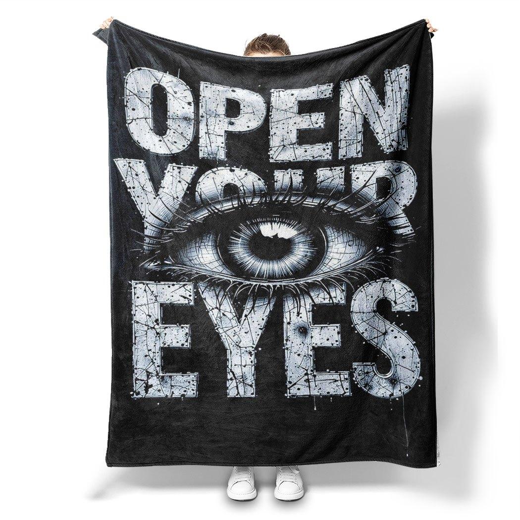 

Open Your Eyes Eye Print Flannel Throw Blanket – Edgy Art Design for Home Office Sofa Car Gift 130x150cm51x59in