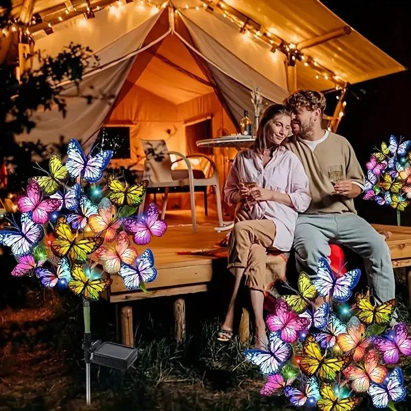 Solar LED Butterfly Flower Light Outdoor Simulation Butterfly Lawn Lamp Garden Waterproof Landscape For Home Christmas Decor