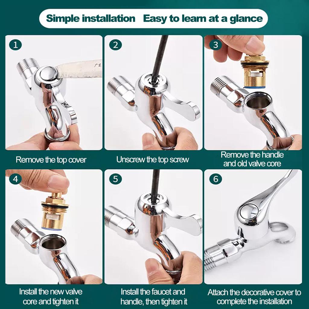 304 Stainless Steel Bath Kitchen Faucet Cartridge Replacement Part Ceramic Valve Stem Water Tap Hot Cold Water