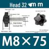 32-Head Rubber Six-Star Plum Blossom Handle Knob M5/M6/M8 Plastic Thumb Screw