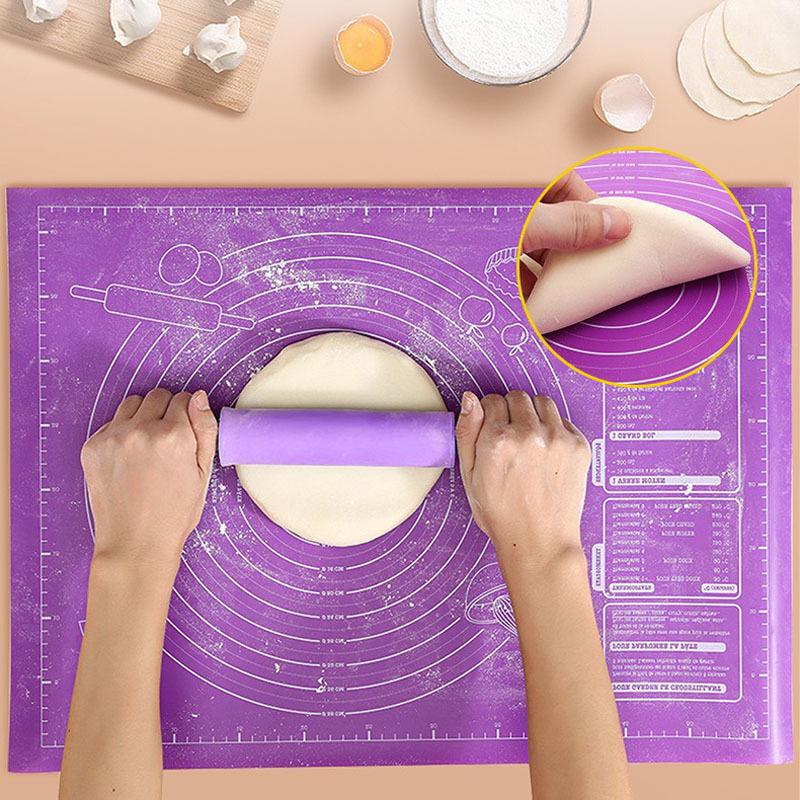 Silicone Pastry Mat Non Slip Large Non Stick Silicone Baking Fondant Mat Pie Pizza Cookies Easy Clean Kneading Mat with Scale