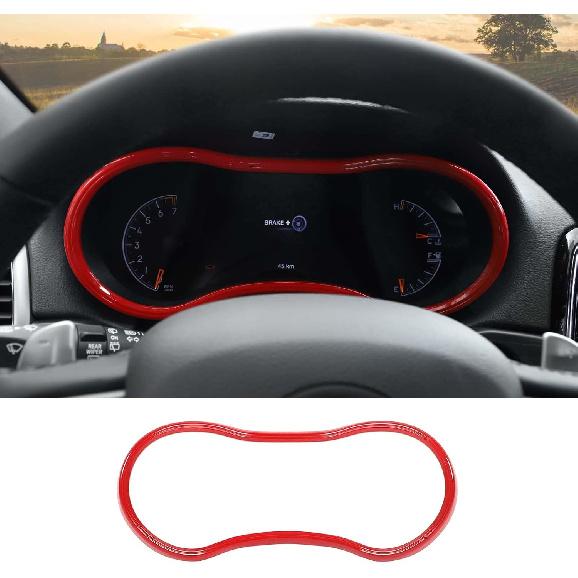 Hoolcar Central Control Dashboard Bezel Cover for 2014-2021 Jeep Grand Cherokee, ABS Interior Accessories, Red красный