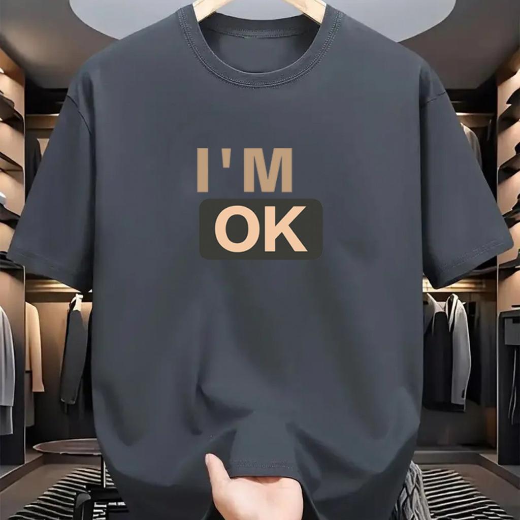 womens IM OK Graphic Tee  Casual Round Neck Short Sleeve TShirt Comfortable  Breathable for Casual Attire and Vacation